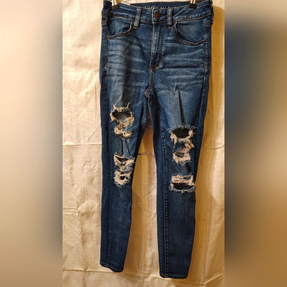 AMERICAN EAGLE STRETCH DENIM RIPPED JEANS